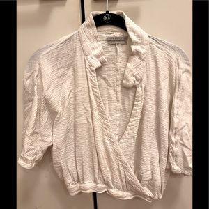 Urban outfitters white linen and cotton blend crop top